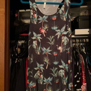 Palm trees and flamingo tank top